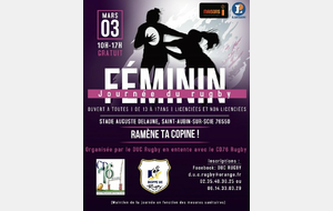 JOURNEE RUGBY FEMININ U15 et U18 (filles nées de 2003 à 2008)