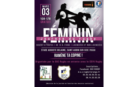 JOURNEE RUGBY FEMININ U15 et U18 (filles nées de 2003 à 2008)