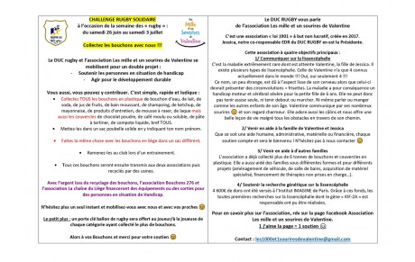Challenge Rugby solidaire: collectez les bouchons avec nous
